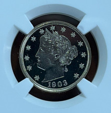 1903 Liberty nickel proof — standard coin alignment vs rotated die medal alignment comparison