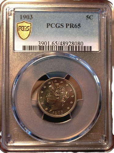 1903 proof Liberty nickel Cameo variety showing frosted devices and reflective fields